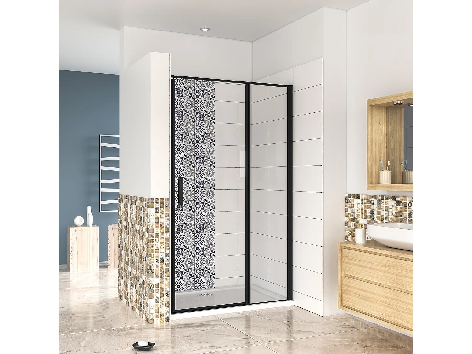 140x200cm Nis Douchecabine-Douchedeur draaideur – 6mm NANO EasyClean veiligheidsglas,profiel van glanzend chroom