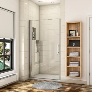 90x180cm Douchedeur draaibare 6mm NANO EasyClean veiligheidsglas, profiel van glanzend chroom.