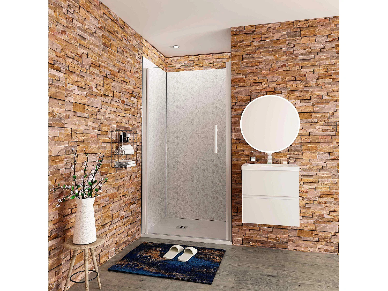 B:90xH:185cm Douchedeur draaideur, 5mm EasyClean veiligheidsglas,matte wit elektroforetische aluminium frame