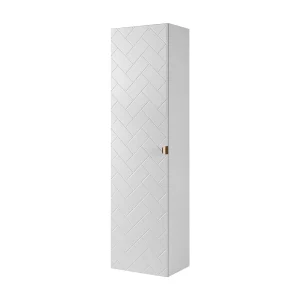 Badkamerkast, mat wit, 35 x 136 x 27 cm, gouden handgrepen Badkamerkast, mat wit, 35 x 136 x 27 cm, gouden handgrepen