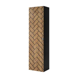 Badkamerkast, Craft Oak, 35 x 136 x 27 cm, zilveren handgrepen Badkamerkast, Craft Oak, 35 x 136 x 27 cm, zilveren handgrepen
