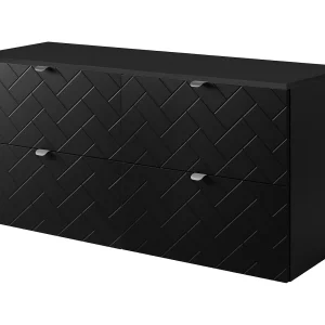 Badkamermeubel, Mat Zwart, 120 x 57 x 46 cm, zilveren handgrepen