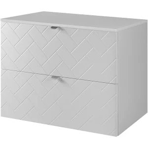 Badkamermeubel, Mat Wit, 80 x 57 x 46 cm, zilveren handgrepen Badkamermeubel, Mat Wit, 80 x 57 x 46 cm, zilveren handgrepen
