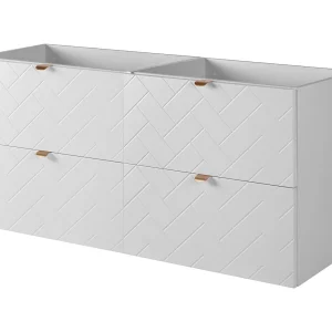 Badkamermeubel, Mat Wit, 120 x 57 x 46 cm, gouden handgrepen