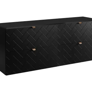 Badkamermeubel, Mat Zwart, 160 x 57 x 46 cm, gouden handgrepen
