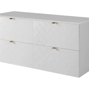 Badkamermeubel, Mat Wit, 120 x 57 x 46 cm, gouden handgrepen