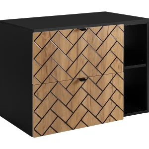 Badkamermeubel, Gouden ambachtelijk eikenhout, 80 x 57 x 46 cm, zwarte handgrepen