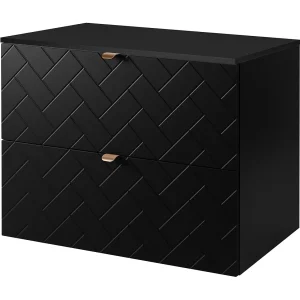 Badkamermeubel, Mat Zwart, 80 x 57 x 46 cm, gouden handgrepen Badkamermeubel, Mat Zwart, 80 x 57 x 46 cm, gouden handgrepen