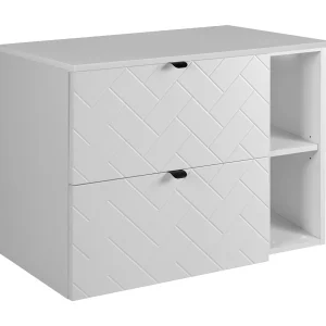 Badkamermeubel, Mat Wit, 80 x 57 x 46 cm, zwarte handgrepen Badkamermeubel, Mat Wit, 80 x 57 x 46 cm, zwarte handgrepen