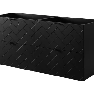 Badkamermeubel, Mat Zwart, 120 x 57 x 46 cm, zwarte handgrepen