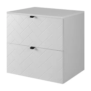 Badkamermeubel, Mat Wit, 60 x 57 x 46 cm, zwarte handgrepen