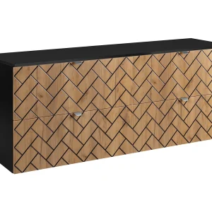 Badkamermeubel, Gouden ambachtelijk eikenhout, 160 x 57 x 46 cm, zilveren handgrepen