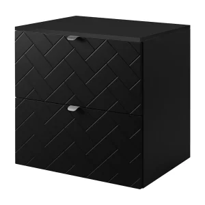 Badkamermeubel, Mat Zwart, 60 x 57 x 46 cm, zilveren handgrepen Badkamermeubel, Mat Zwart, 60 x 57 x 46 cm, zilveren handgrepen