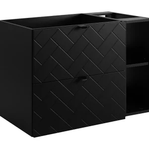 Badkamermeubel, Mat Zwart, 80 x 57 x 46 cm, zwarte handgrepen Badkamermeubel, Mat Zwart, 80 x 57 x 46 cm, zwarte handgrepen