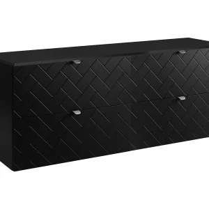 Badkamermeubel, Mat Zwart, 160 x 57 x 46 cm, zilveren handgrepen