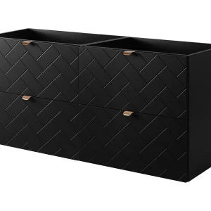 Badkamermeubel, Mat Zwart, 120 x 57 x 46 cm, gouden handgrepen Badkamermeubel, Mat Zwart, 120 x 57 x 46 cm, gouden handgrepen