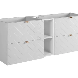 Badkamermeubel, Mat Wit, 140 x 57 x 46 cm, gouden handgrepen