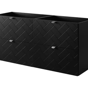 Badkamermeubel, Mat Zwart, 120 x 57 x 46 cm, zilveren handgrepen
