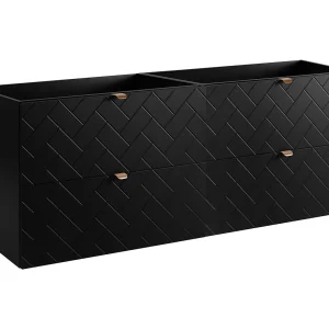 Badkamermeubel, Mat Zwart, 160 x 57 x 46 cm, gouden handgrepen