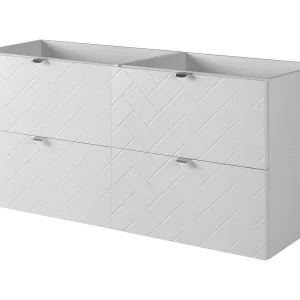 Badkamermeubel, Mat Wit, 120 x 57 x 46 cm, zilveren handgrepen