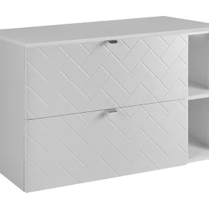 Badkamermeubel, Mat Wit, 100 x 57 x 46 cm, zilveren handgrepen