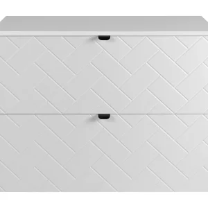 Badkamermeubel, Mat Wit, 80 x 57 x 46 cm, zwarte handgrepen Badkamermeubel, Mat Wit, 80 x 57 x 46 cm, zwarte handgrepen