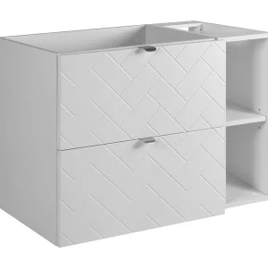Badkamermeubel, Mat Wit, 80 x 57 x 46 cm, zilveren handgrepen Badkamermeubel, Mat Wit, 80 x 57 x 46 cm, zilveren handgrepen