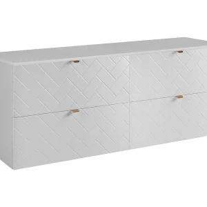 Badkamermeubel, Mat Wit, 160 x 57 x 46 cm, gouden handgrepen
