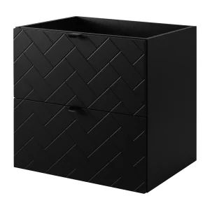 Badkamermeubel, Mat Zwart, 60 x 57 x 46 cm, zwarte handgrepen Badkamermeubel, Mat Zwart, 60 x 57 x 46 cm, zwarte handgrepen