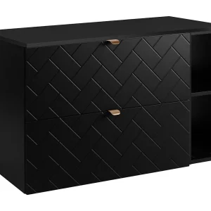 Badkamermeubel, Mat Zwart, 100 x 57 x 46 cm, gouden handgrepen Badkamermeubel, Mat Zwart, 100 x 57 x 46 cm, gouden handgrepen