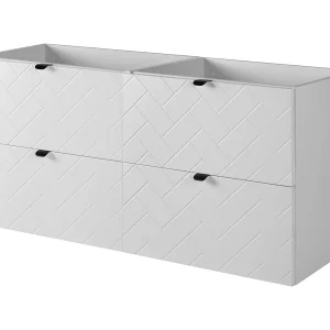 Badkamermeubel, Mat Wit, 120 x 57 x 46 cm, zwarte handgrepen