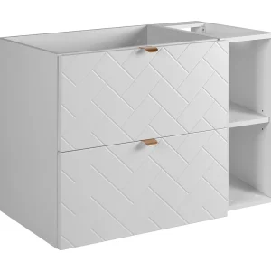 Badkamermeubel, Mat Wit, 80 x 57 x 46 cm, gouden handgrepen Badkamermeubel, Mat Wit, 80 x 57 x 46 cm, gouden handgrepen