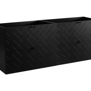 Badkamermeubel, Mat Zwart, 160 x 57 x 46 cm, zwarte handgrepen