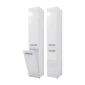 Badkamermeubel, Mat Wit / Glanzend Wit, 30 x 174 x 30 cm