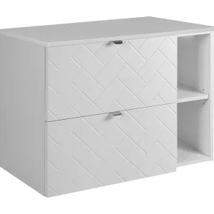 Badkamermeubel, Mat Wit, 80 x 57 x 46 cm, zilveren handgrepen Badkamermeubel, Mat Wit, 80 x 57 x 46 cm, zilveren handgrepen