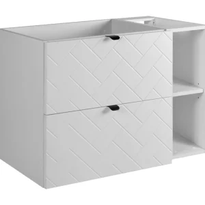 Badkamermeubel, Mat Wit, 80 x 57 x 46 cm, zwarte handgrepen Badkamermeubel, Mat Wit, 80 x 57 x 46 cm, zwarte handgrepen