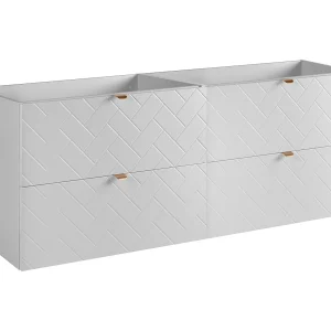Badkamermeubel, Mat Wit, 160 x 57 x 46 cm, gouden handgrepen