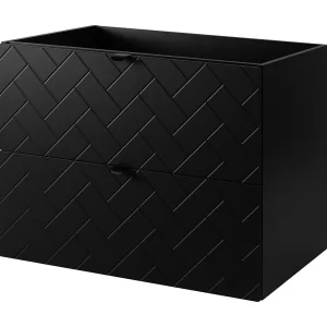 Badkamermeubel, Mat Zwart, 80 x 57 x 46 cm, zwarte handgrepen Badkamermeubel, Mat Zwart, 80 x 57 x 46 cm, zwarte handgrepen