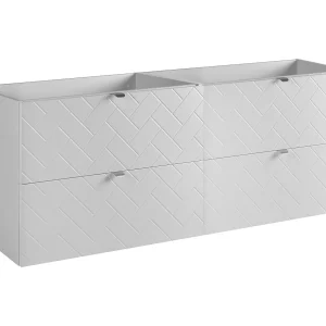 Badkamermeubel, Mat Wit, 160 x 57 x 46 cm, zilveren handgrepen