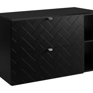Badkamermeubel, Mat Zwart, 100 x 57 x 46 cm, zilveren handgrepen Badkamermeubel, Mat Zwart, 100 x 57 x 46 cm, zilveren handgrepen