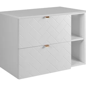 Badkamermeubel, Mat Wit, 80 x 57 x 46 cm, gouden handgrepen Badkamermeubel, Mat Wit, 80 x 57 x 46 cm, gouden handgrepen