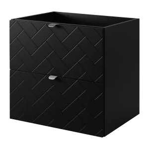 Badkamermeubel, Mat Zwart, 60 x 57 x 46 cm, zilveren handgrepen Badkamermeubel, Mat Zwart, 60 x 57 x 46 cm, zilveren handgrepen