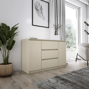 2-deurs 3-laden ladekast, 120 x 78 x 39 cm, kleur: Beige
