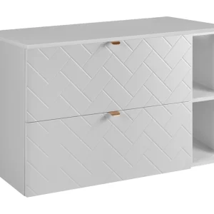 Badkamermeubel, Mat Wit, 100 x 57 x 46 cm, gouden handgrepen