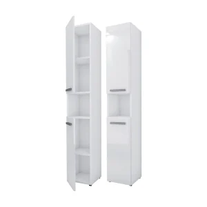 Badkamermeubel, Mat Wit / Glanzend Wit, 30 x 174 x 30 cm