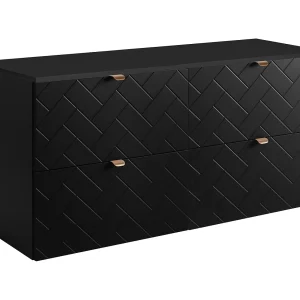 Badkamermeubel, Mat Zwart, 120 x 57 x 46 cm, gouden handgrepen Badkamermeubel, Mat Zwart, 120 x 57 x 46 cm, gouden handgrepen