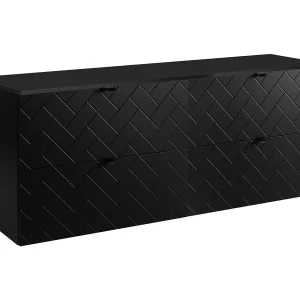Badkamermeubel, Mat Zwart, 160 x 57 x 46 cm, zwarte handgrepen