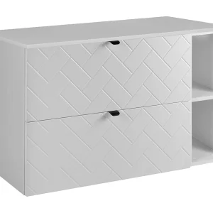 Badkamermeubel, Mat Wit, 100 x 57 x 46 cm, zwarte handgrepen