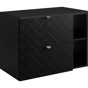 Badkamermeubel, Mat Zwart, 80 x 57 x 46 cm, gouden handgrepen Badkamermeubel, Mat Zwart, 80 x 57 x 46 cm, gouden handgrepen