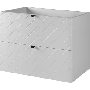 Badkamermeubel, Mat Wit, 80 x 57 x 46 cm, zwarte handgrepen Badkamermeubel, Mat Wit, 80 x 57 x 46 cm, zwarte handgrepen